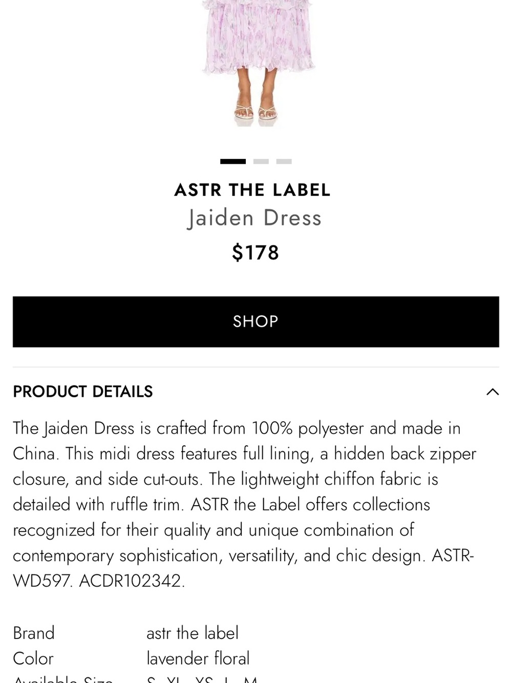 ASTR the Label Jaiden dress NWT - Picture 8 of 8